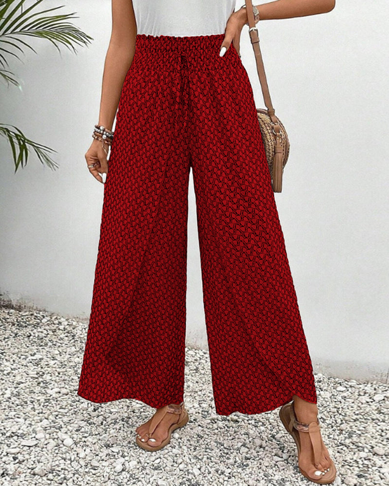 Women's High-Waisted Wide-Leg Boho Style Pants | Summer