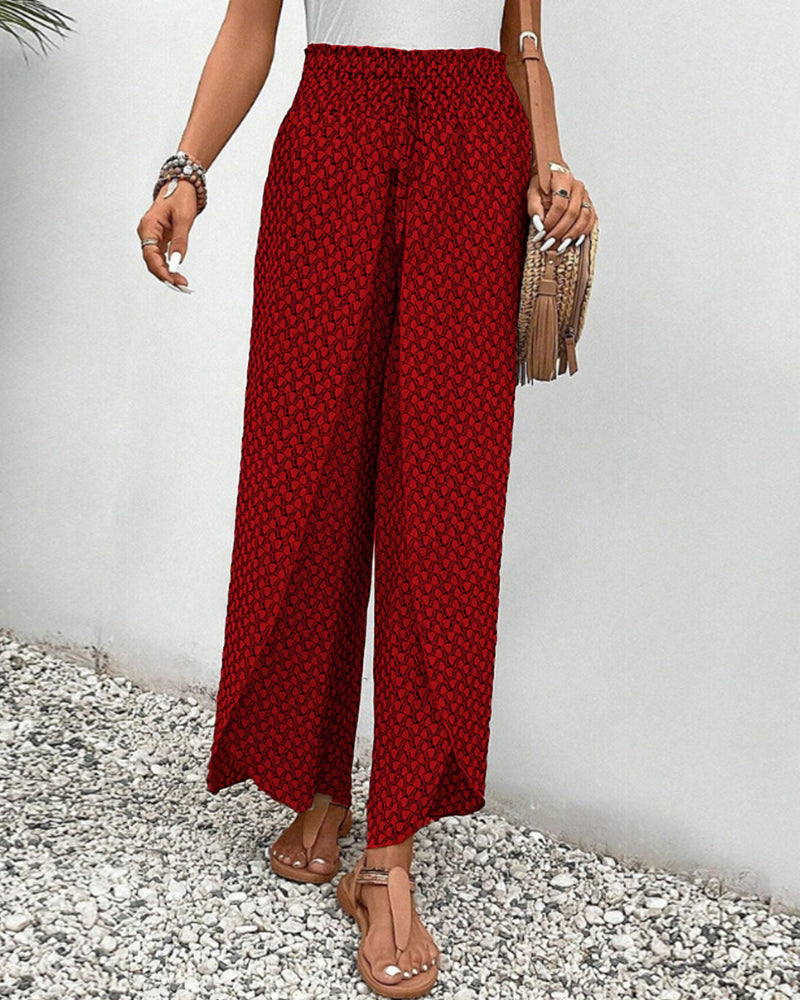 Women's High-Waisted Wide-Leg Boho Style Pants | Summer