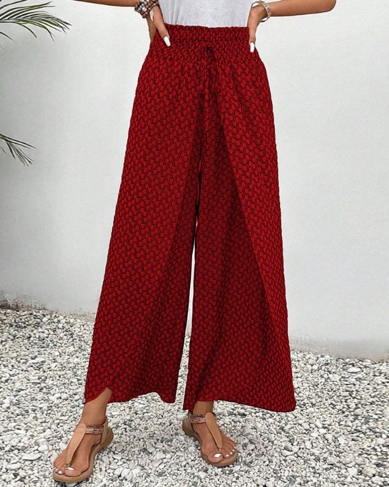 Women's High-Waisted Wide-Leg Boho Style Pants | Summer