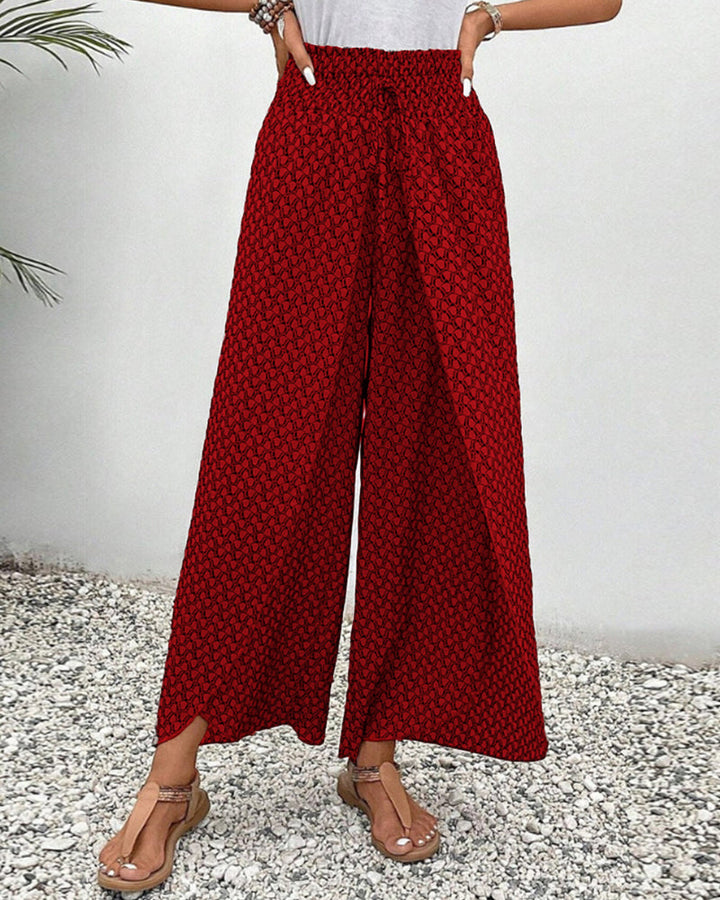 Women's High-Waisted Wide-Leg Boho Style Pants | Summer