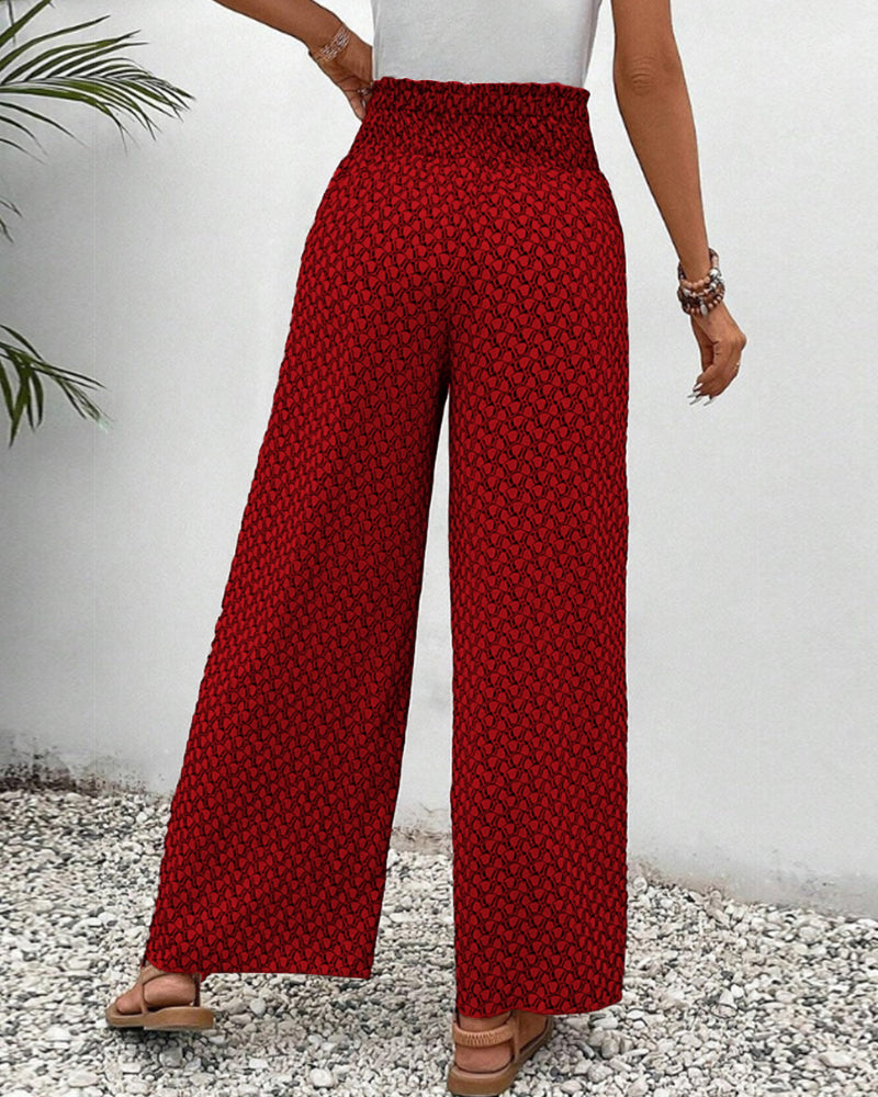 Women's High-Waisted Wide-Leg Boho Style Pants | Summer