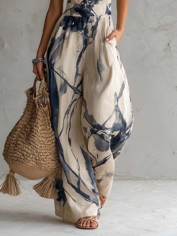 Mila | Printed Halter Wide-Leg Set