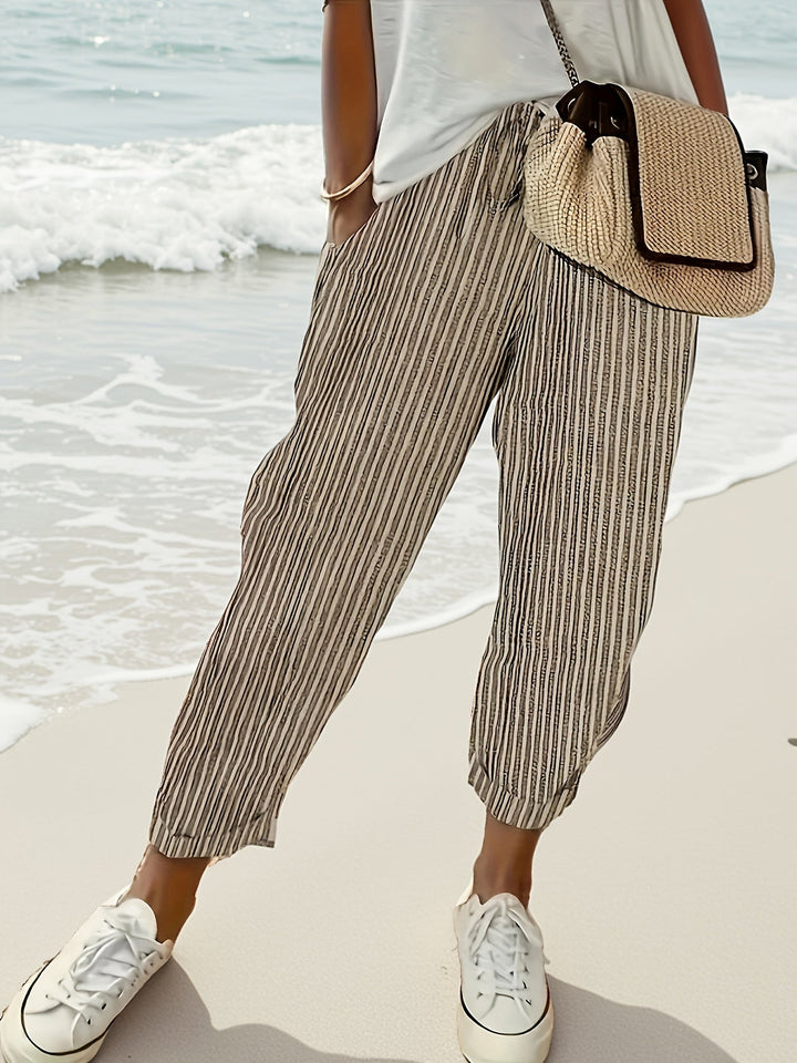 Women's Loose Fit Casual Pants | Striped