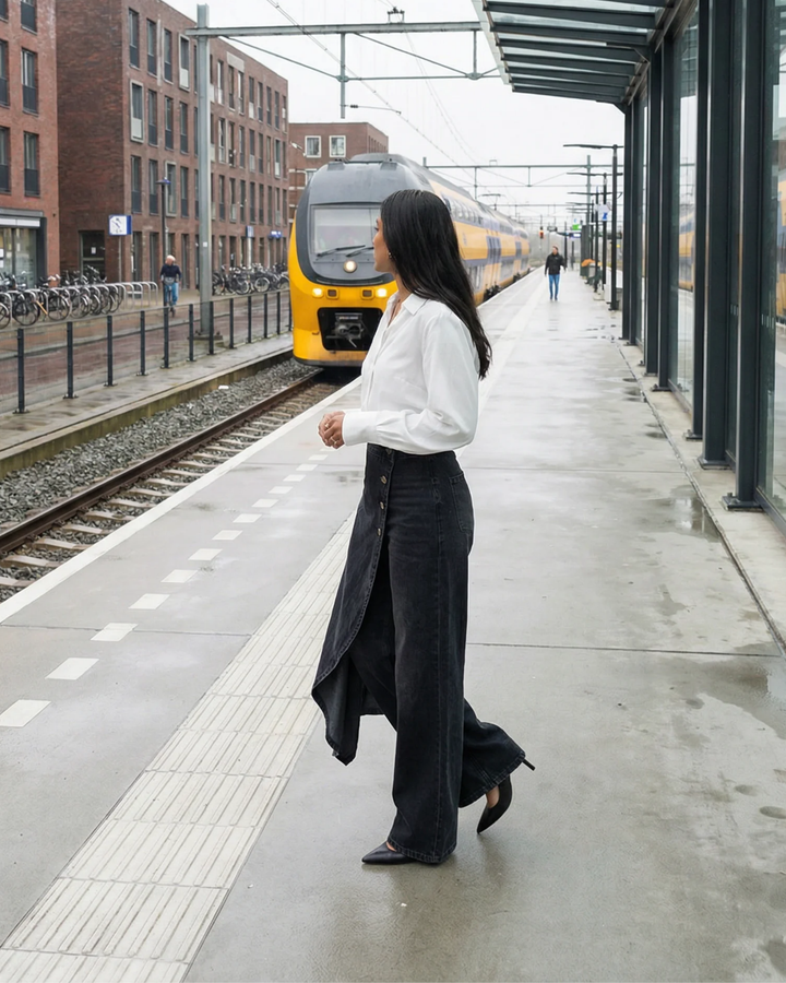 Calvra™ | Denim Wrap Trousers