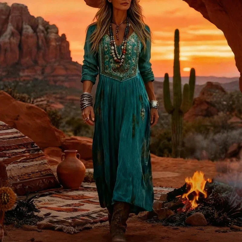 Sage™ | Elegant Embroidered Maxi Dress