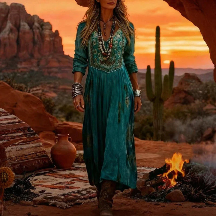 Sage™ | Elegant Embroidered Maxi Dress