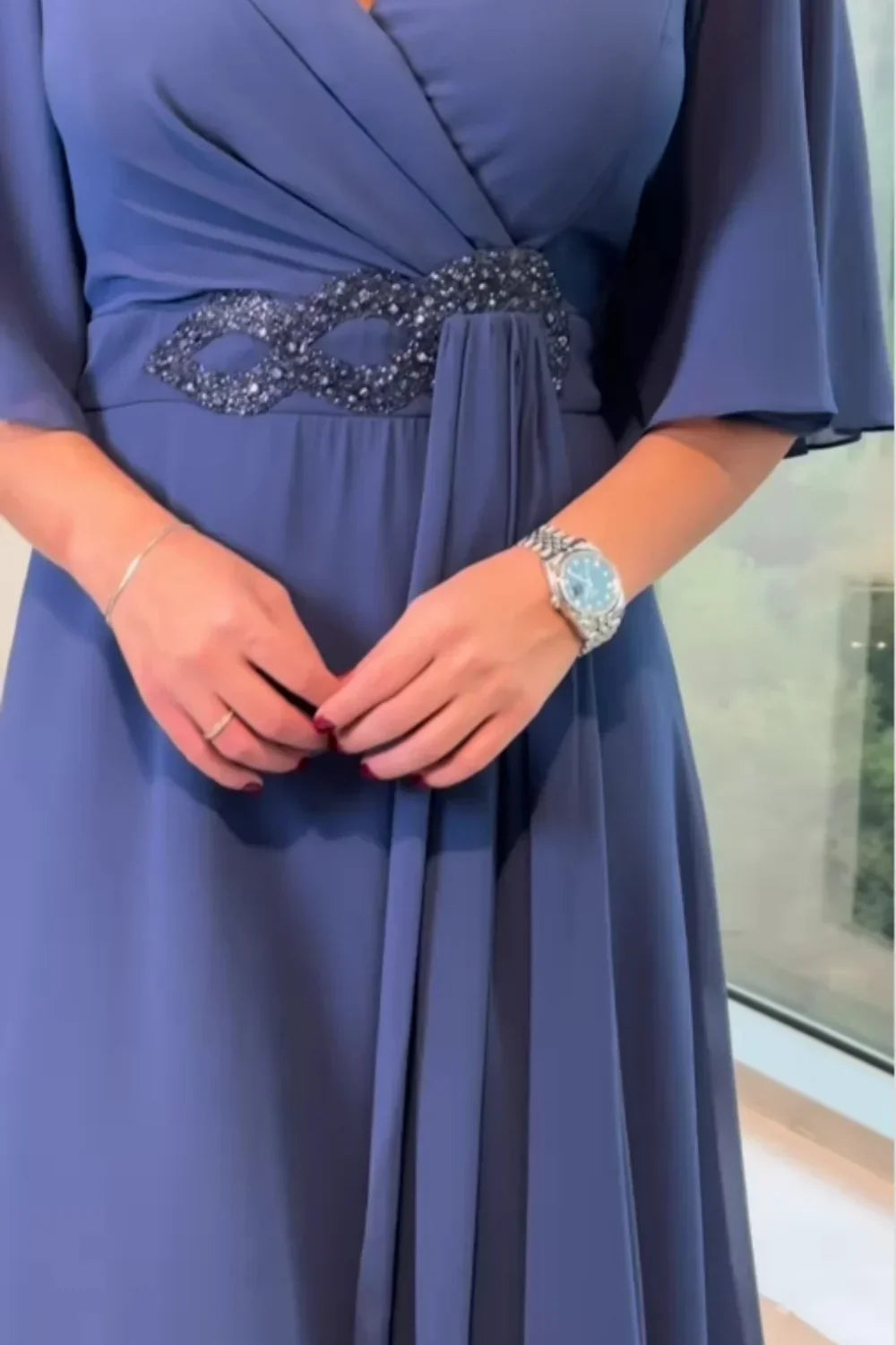 Ezina - Elegant Long Chiffon Dress