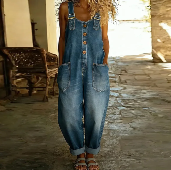 Saylor - Vintage Soft Cotton Denim-Look Overalls