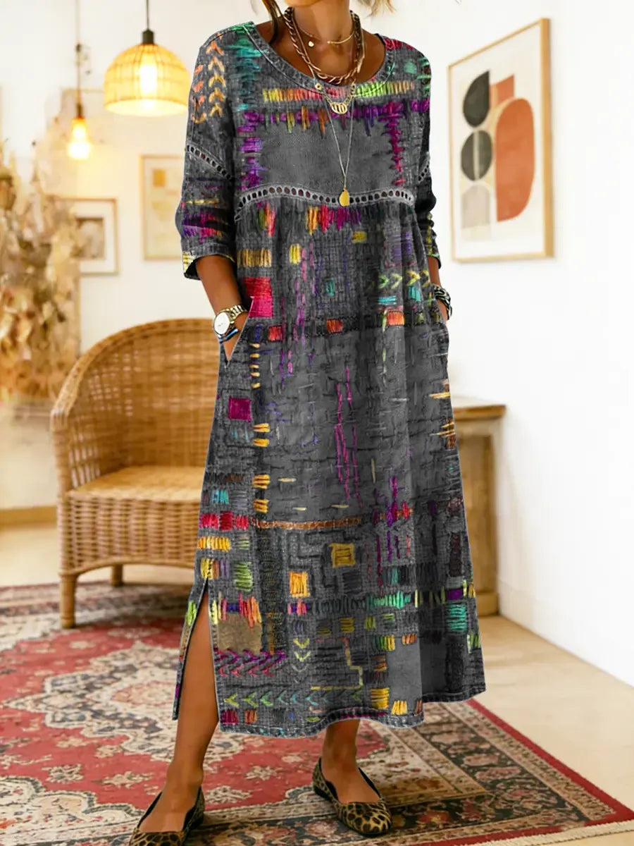 MANUELA | BOHO PATCHWORK MAXI DRESS