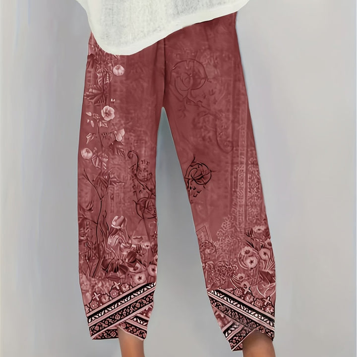 Women's Boho Floral Print Capri Pants | Wide-Leg