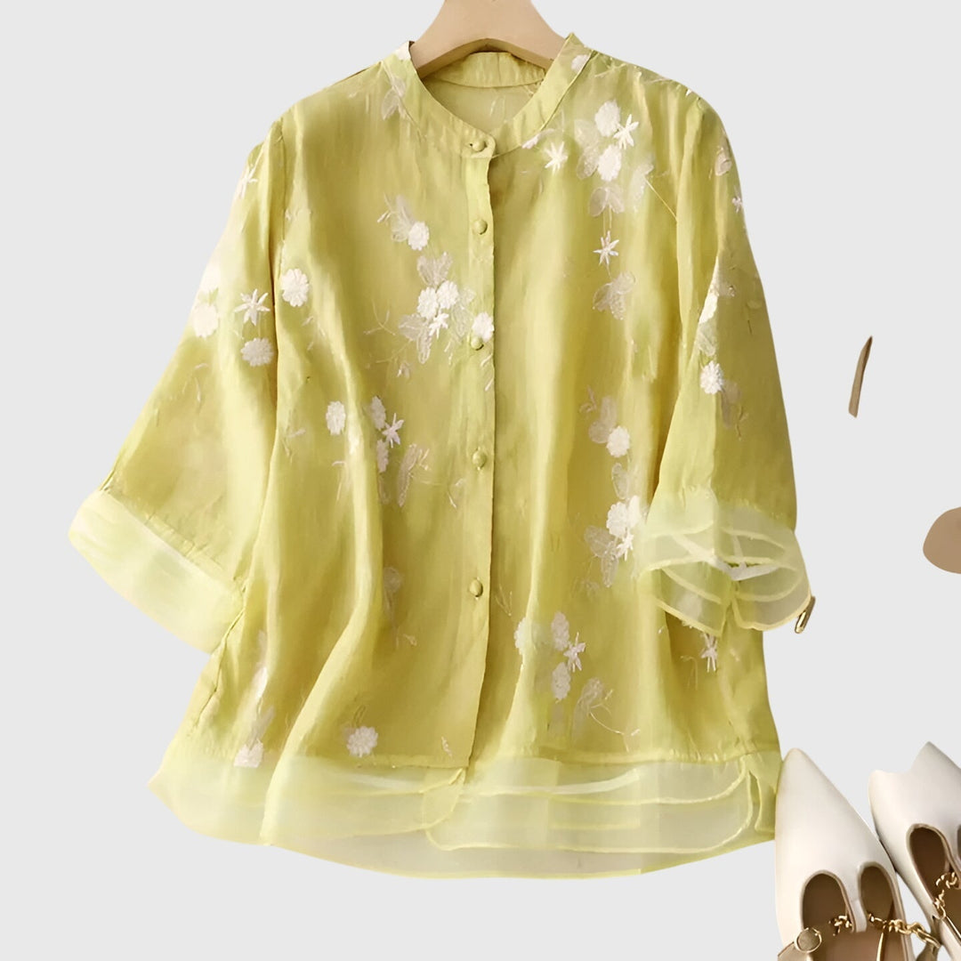 Nellie | Embroidered Flowers Top