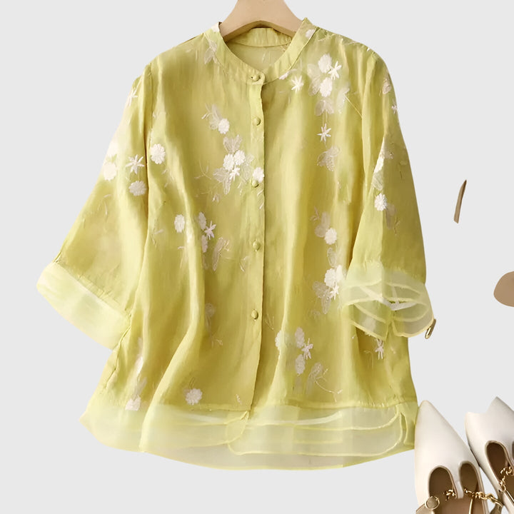 Nellie | Embroidered Flowers Top