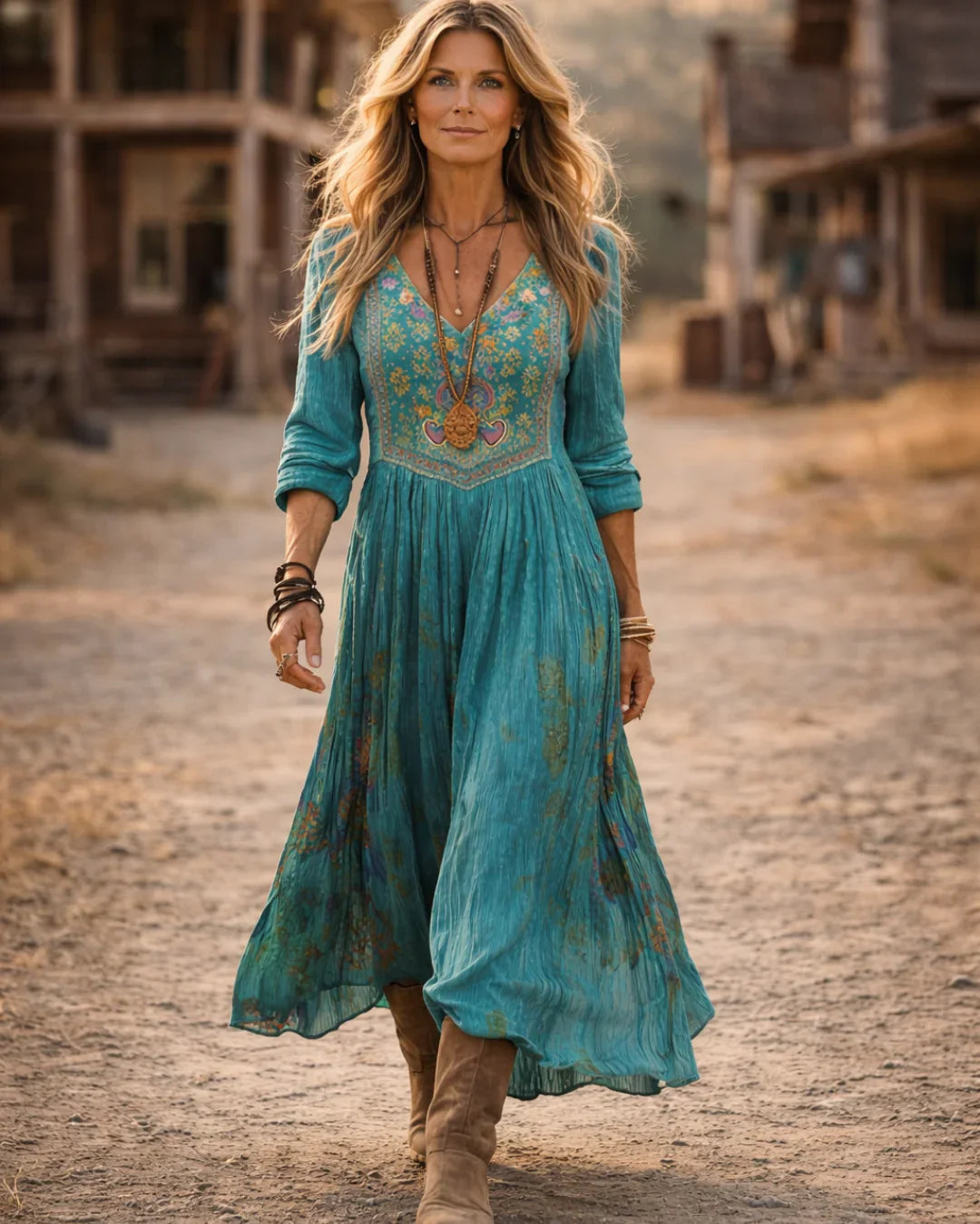 Sage™ | Elegant Embroidered Maxi Dress