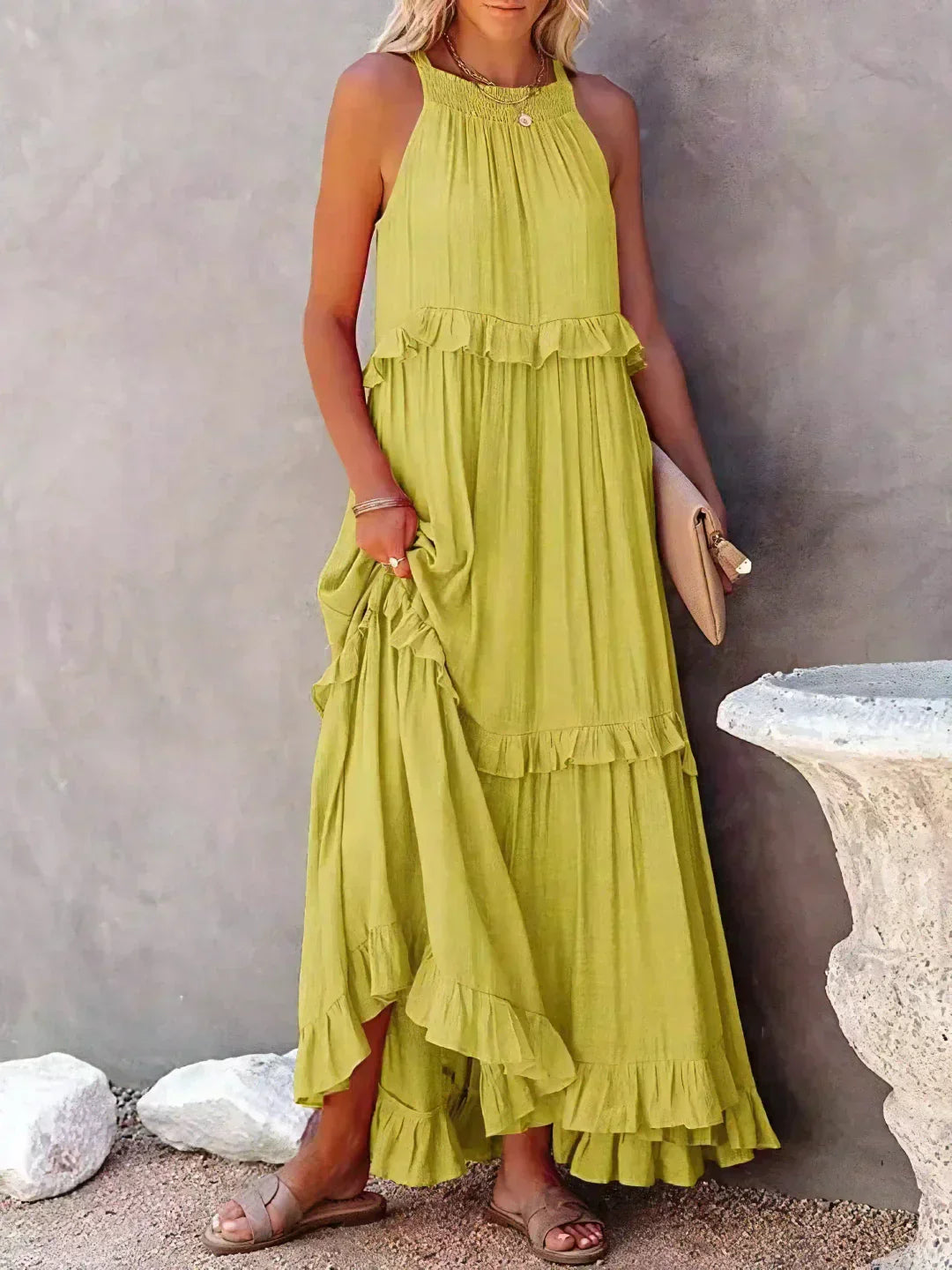 Robyn - Halter Ruffle Maxi Dress