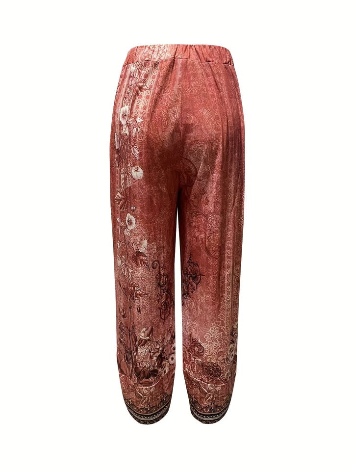 Women's Boho Floral Print Capri Pants | Wide-Leg