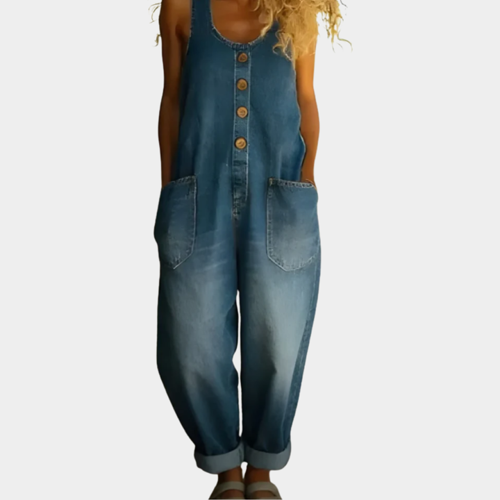 Saylor - Vintage Soft Cotton Denim-Look Overalls