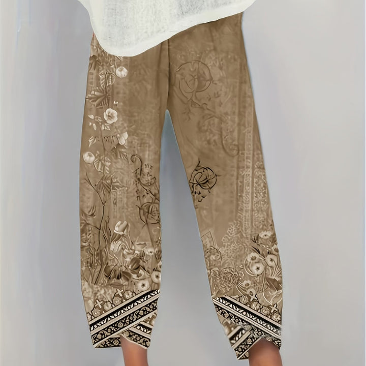 Women's Boho Floral Print Capri Pants | Wide-Leg
