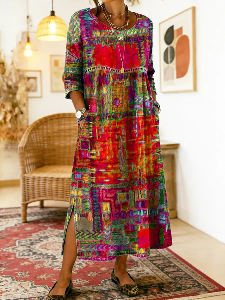 MANUELA | BOHO PATCHWORK MAXI DRESS