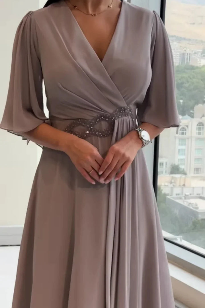 Ezina - Elegant Long Chiffon Dress