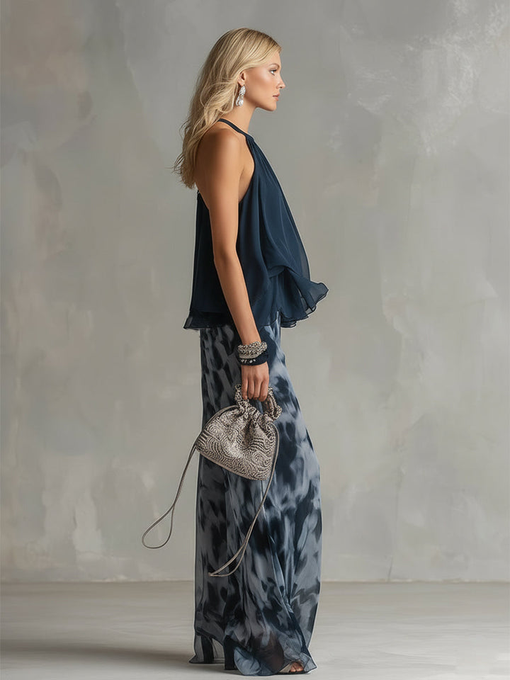 VICTORIA | ELEGANT RUFFLE HALTER 2-PIECE SET