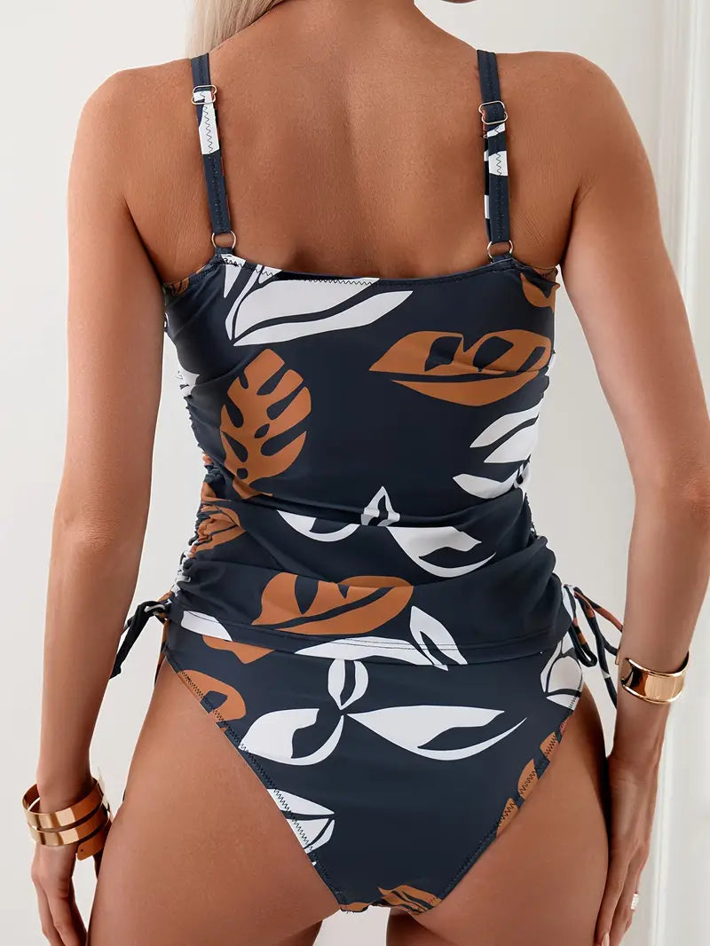 Isla | Tropical Leaf Print Tankini Set