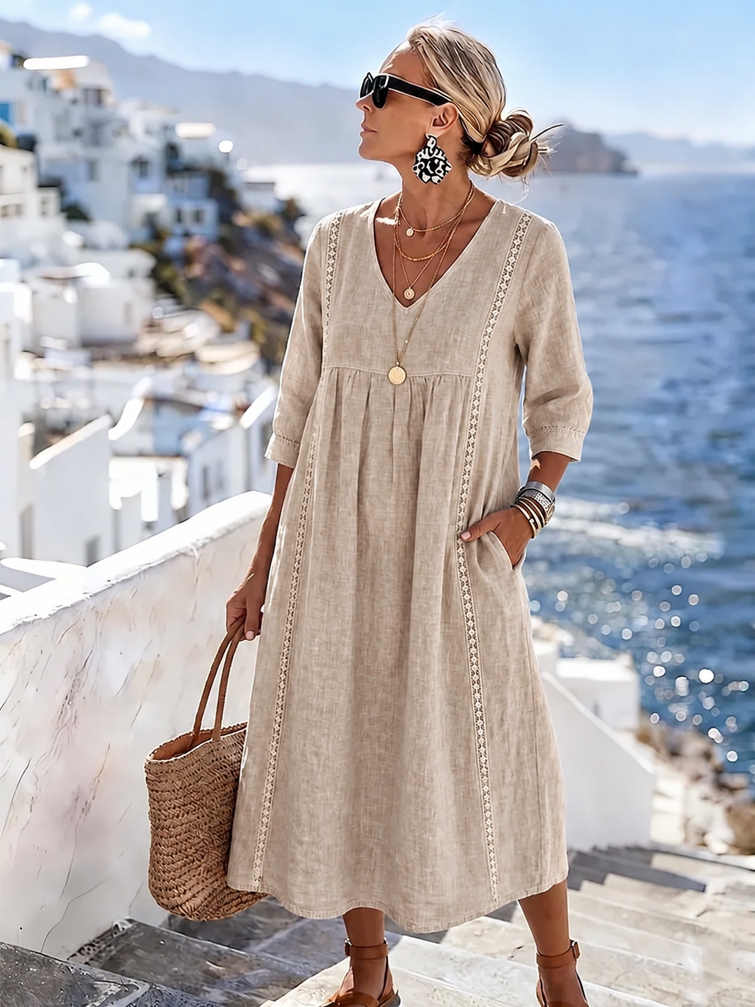 Helena - Casual Loose-Fitting Patchwork Lace Dress