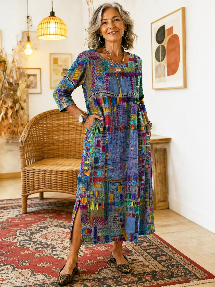 MANUELA | BOHO PATCHWORK MAXI DRESS