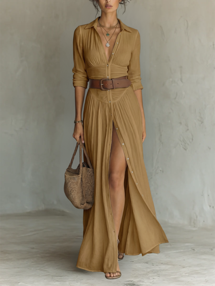 Aveline™ | Timeless Linen Maxi Dress