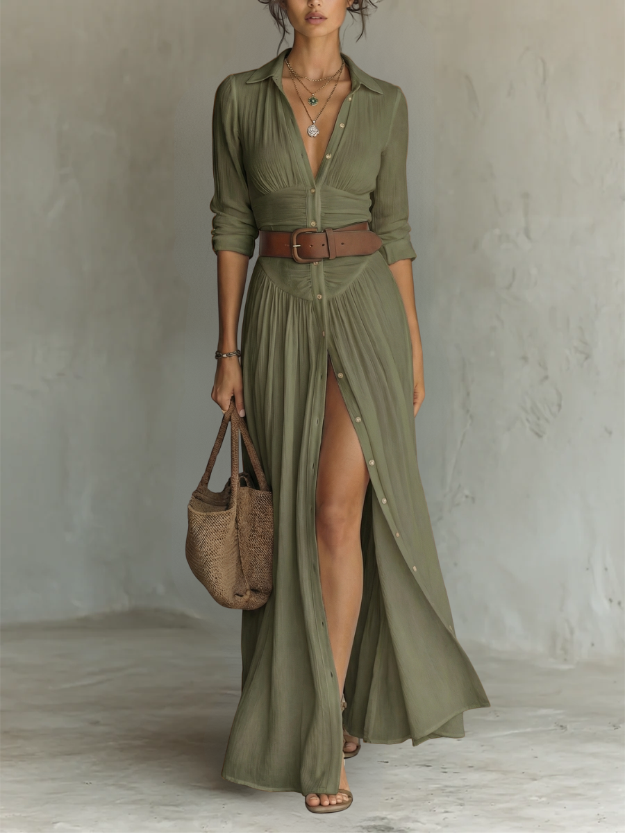 Aveline™ | Timeless Linen Maxi Dress
