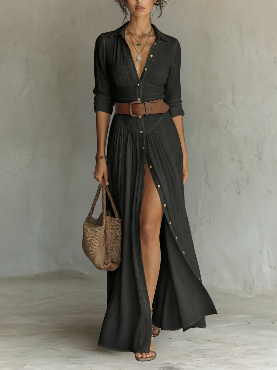 Aveline™ | Timeless Linen Maxi Dress
