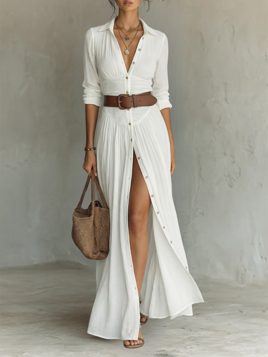 Aveline™ | Timeless Linen Maxi Dress