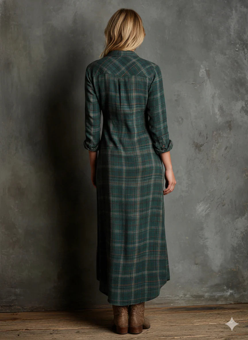 Margot | Classic Plaid Button-Down Maxi Dress