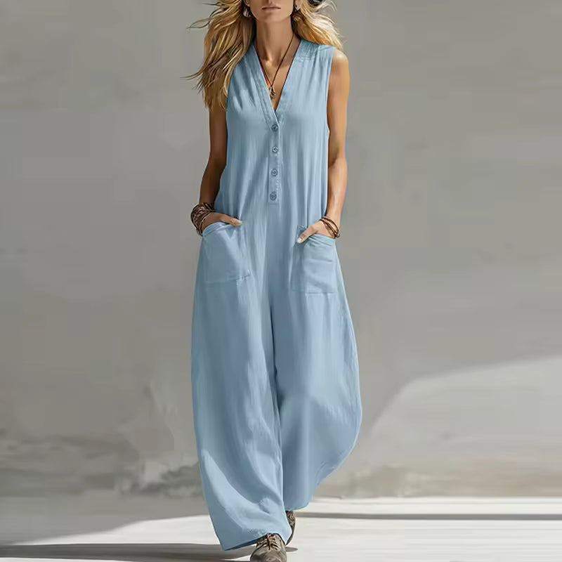 ELARA | ELEGANT BUTTON POCKET JUMPSUIT