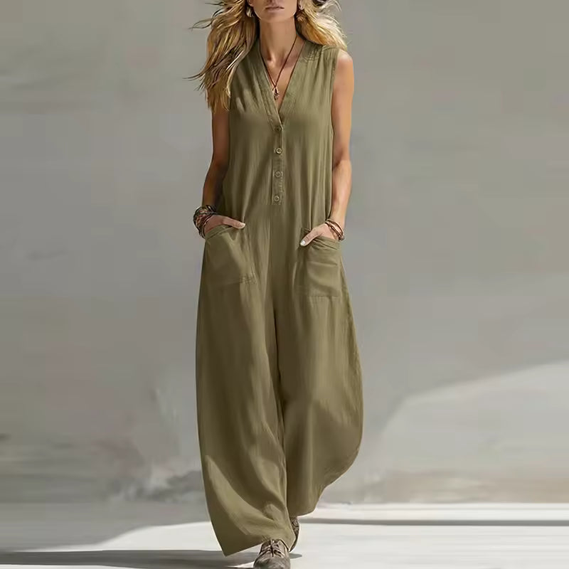 ELARA | ELEGANT BUTTON POCKET JUMPSUIT