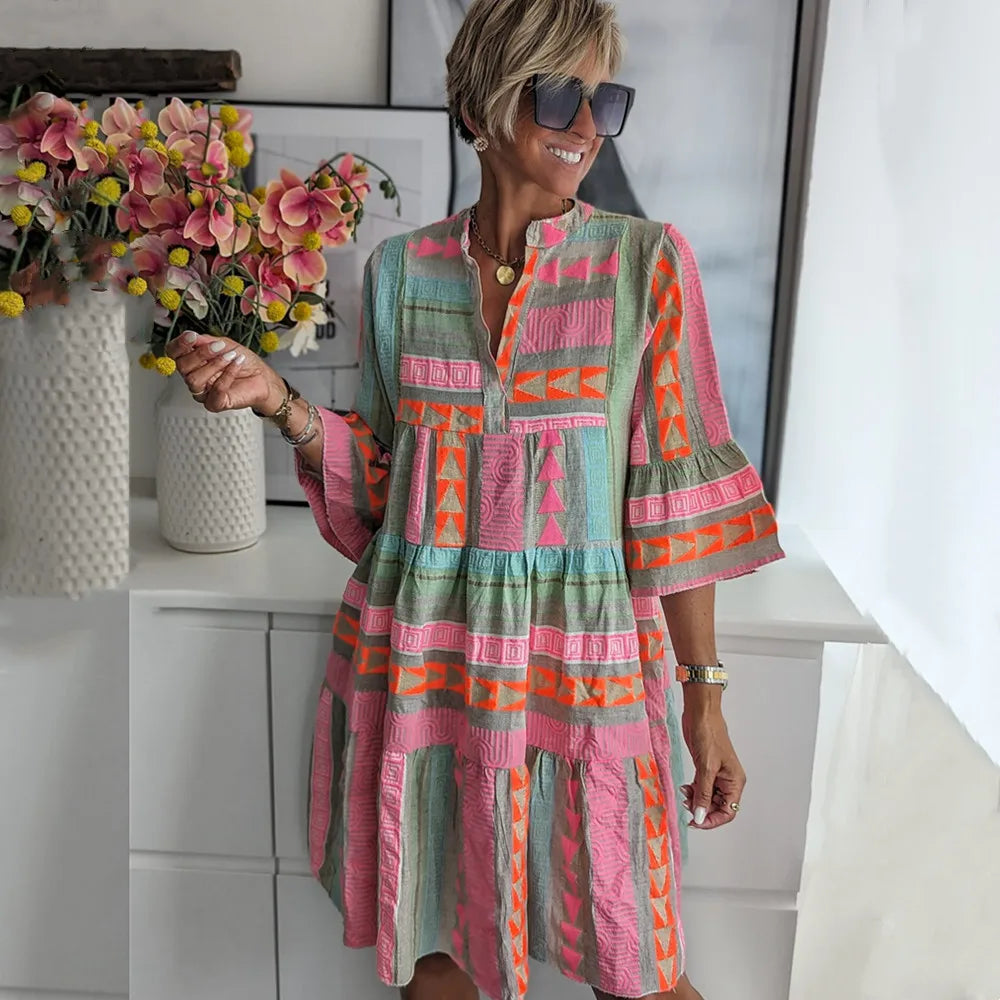 Lucy | Patterned Flowing Midi Dress
