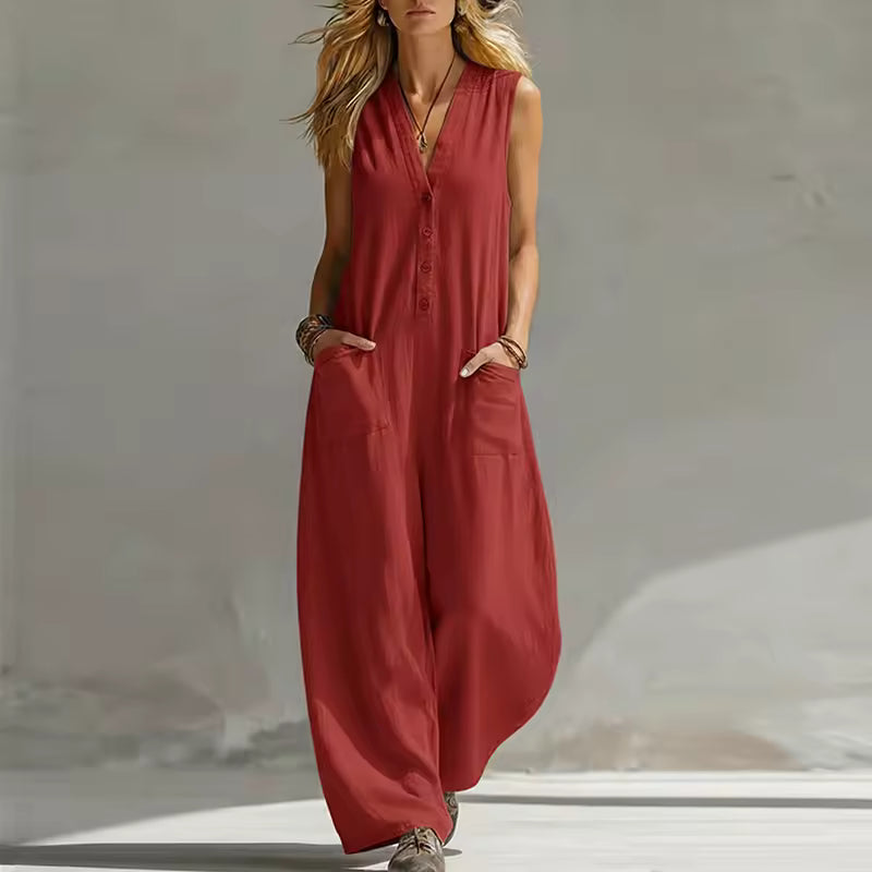 ELARA | ELEGANT BUTTON POCKET JUMPSUIT