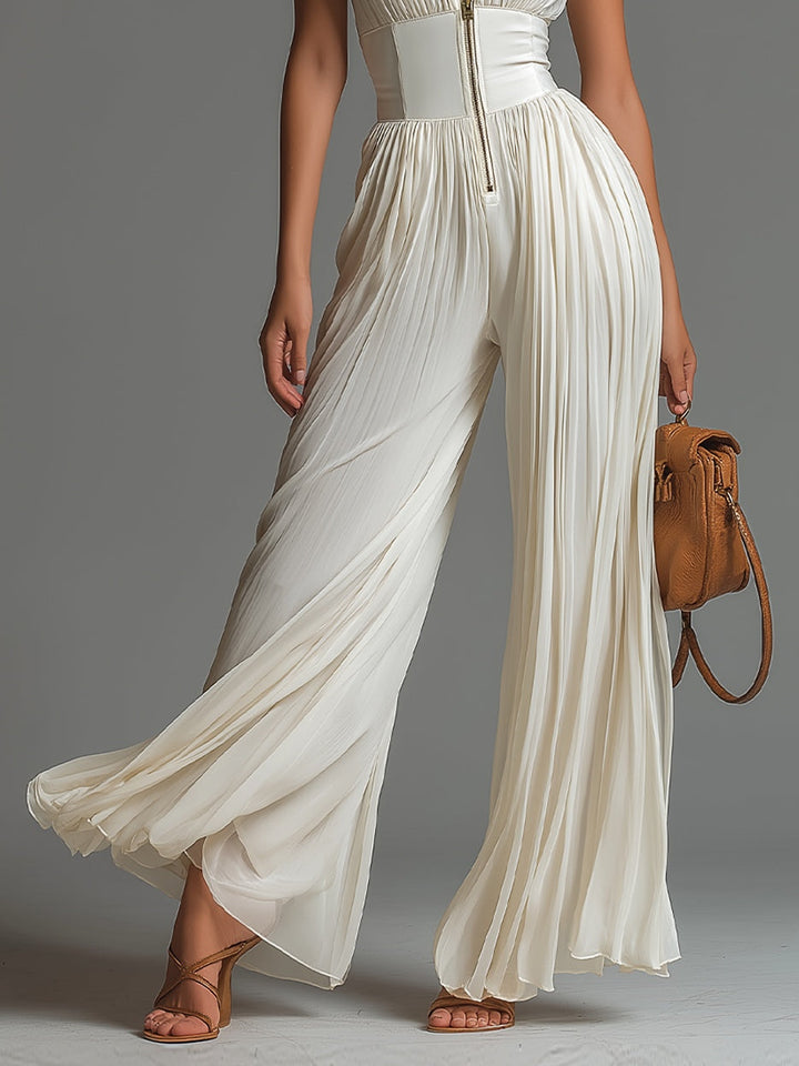 SOPHIA | PLEATED CHIFFON HALTER JUMPSUIT
