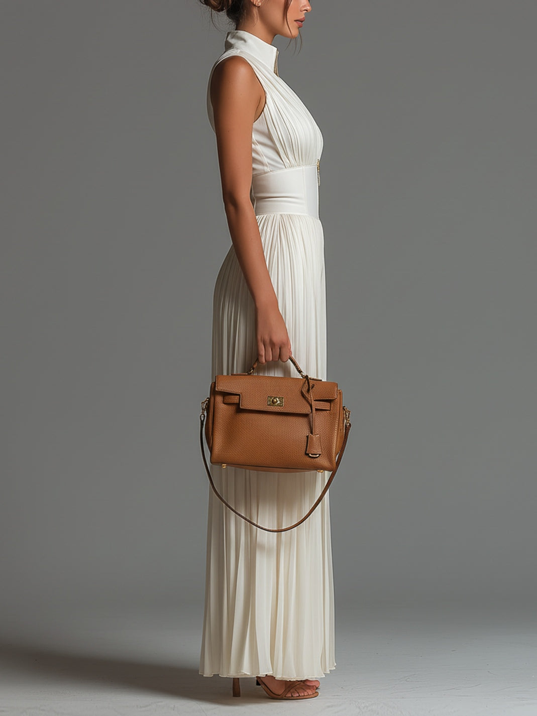 SOPHIA | PLEATED CHIFFON HALTER JUMPSUIT