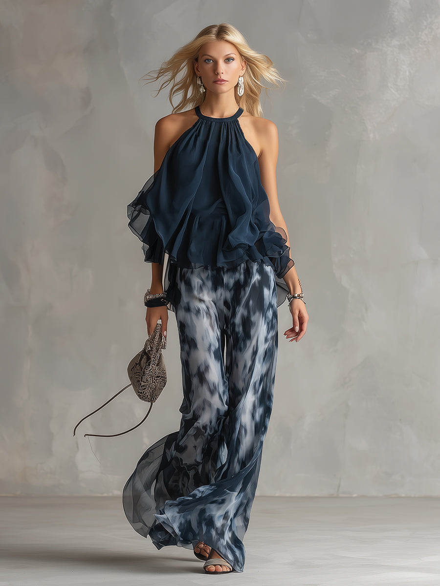 VICTORIA | ELEGANT RUFFLE HALTER 2-PIECE SET