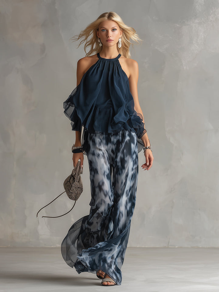 VICTORIA | ELEGANT RUFFLE HALTER 2-PIECE SET