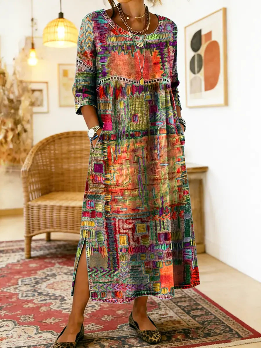MANUELA | BOHO PATCHWORK MAXI DRESS