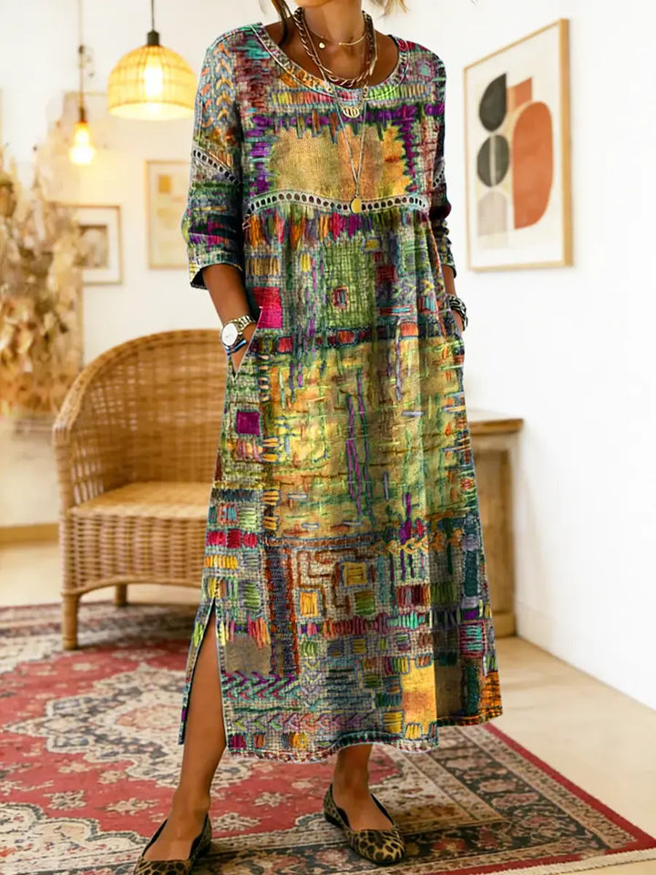 MANUELA | BOHO PATCHWORK MAXI DRESS