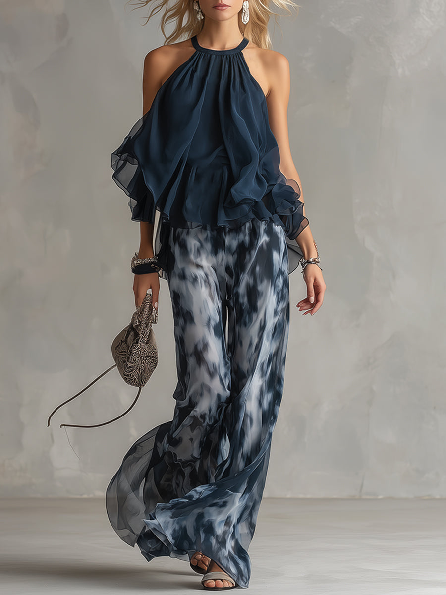 VICTORIA | ELEGANT RUFFLE HALTER 2-PIECE SET