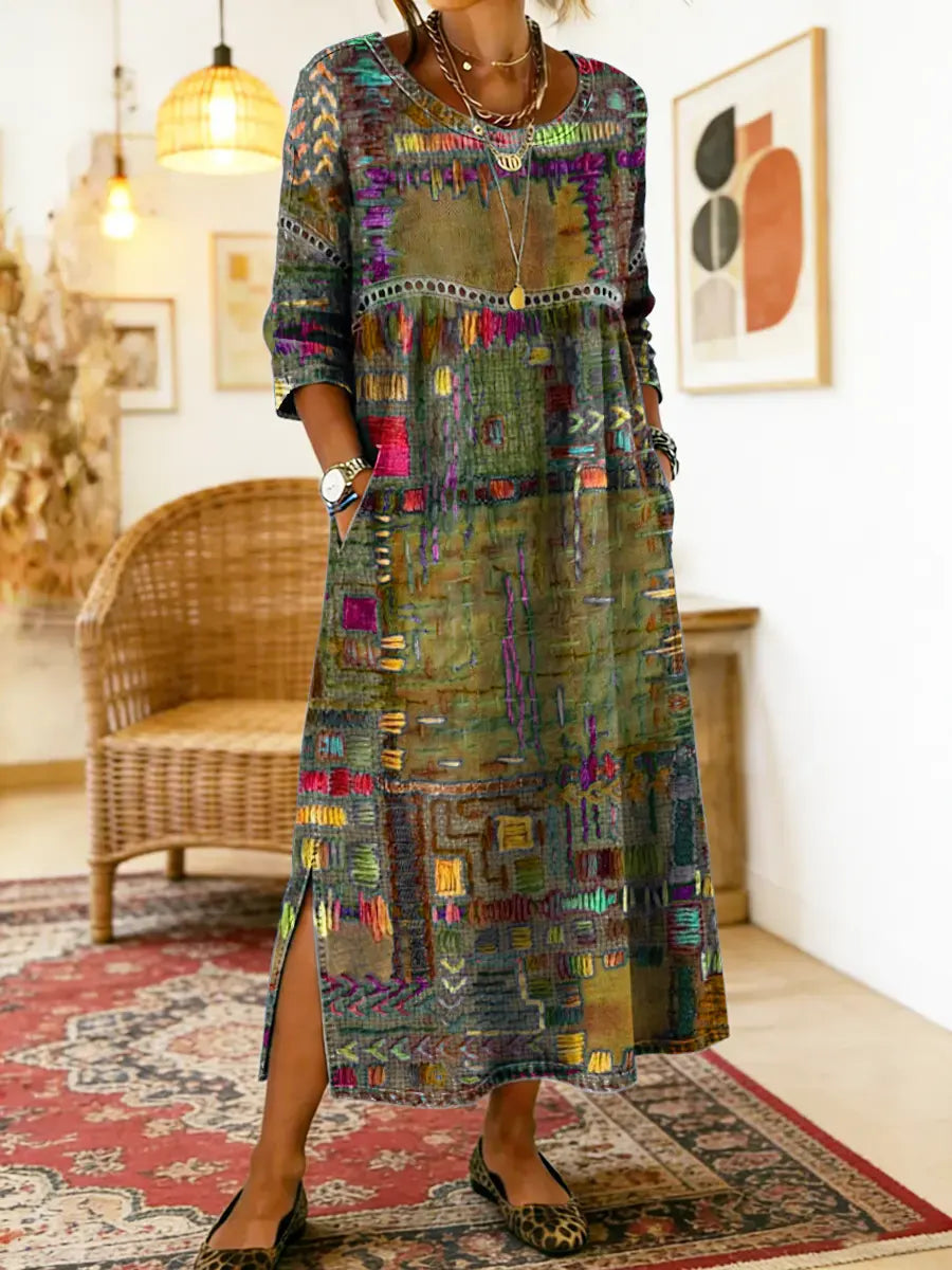MANUELA | BOHO PATCHWORK MAXI DRESS