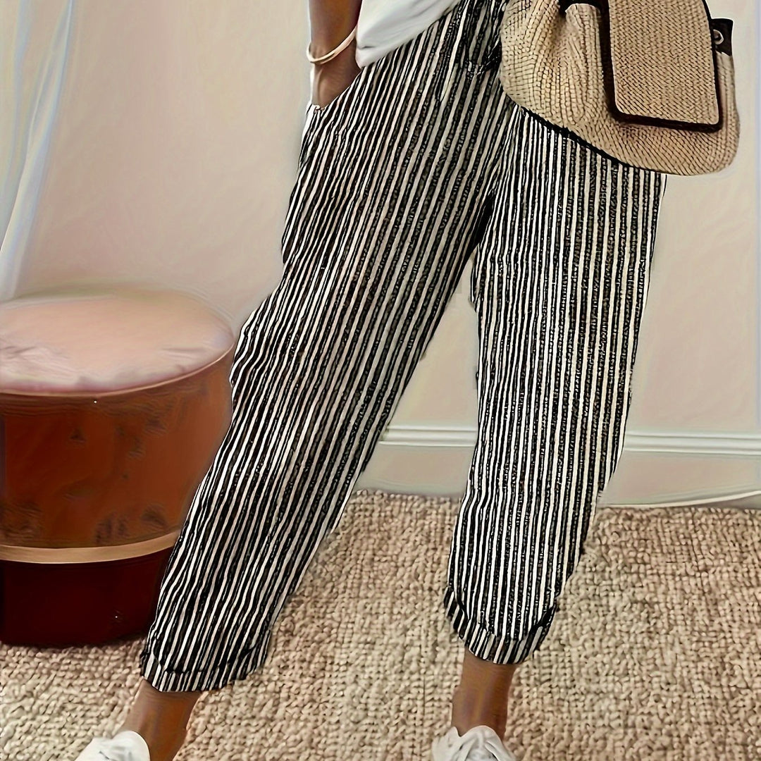 Women's Loose Fit Casual Pants | Striped