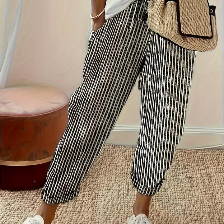 Women's Loose Fit Casual Pants | Striped