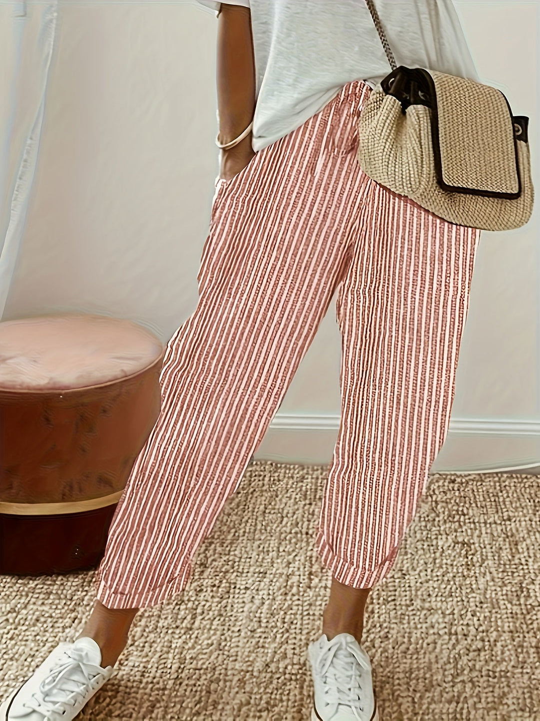 Women's Loose Fit Casual Pants | Striped