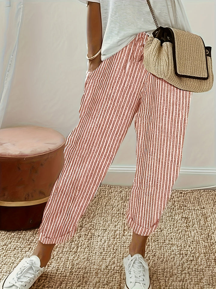 Women's Loose Fit Casual Pants | Striped