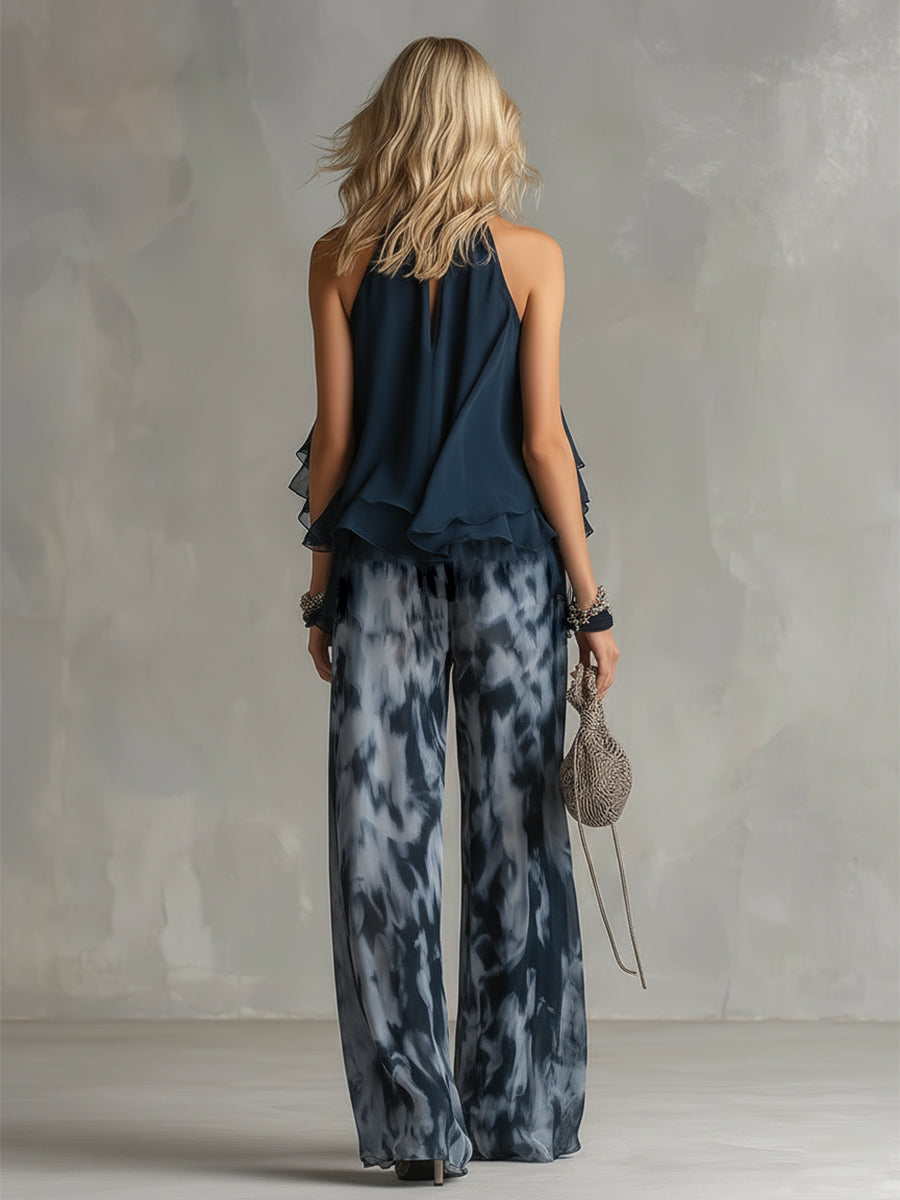 VICTORIA | ELEGANT RUFFLE HALTER 2-PIECE SET
