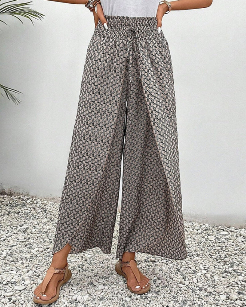 Women's High-Waisted Wide-Leg Boho Style Pants | Summer